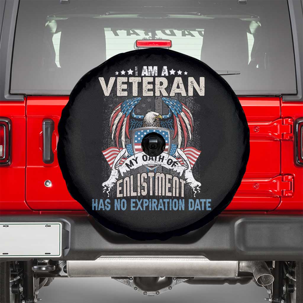 Veteran Spare Tire Cover My Oath Of Enlistment Has No Expiration Date American Bald Eagle US Flag
