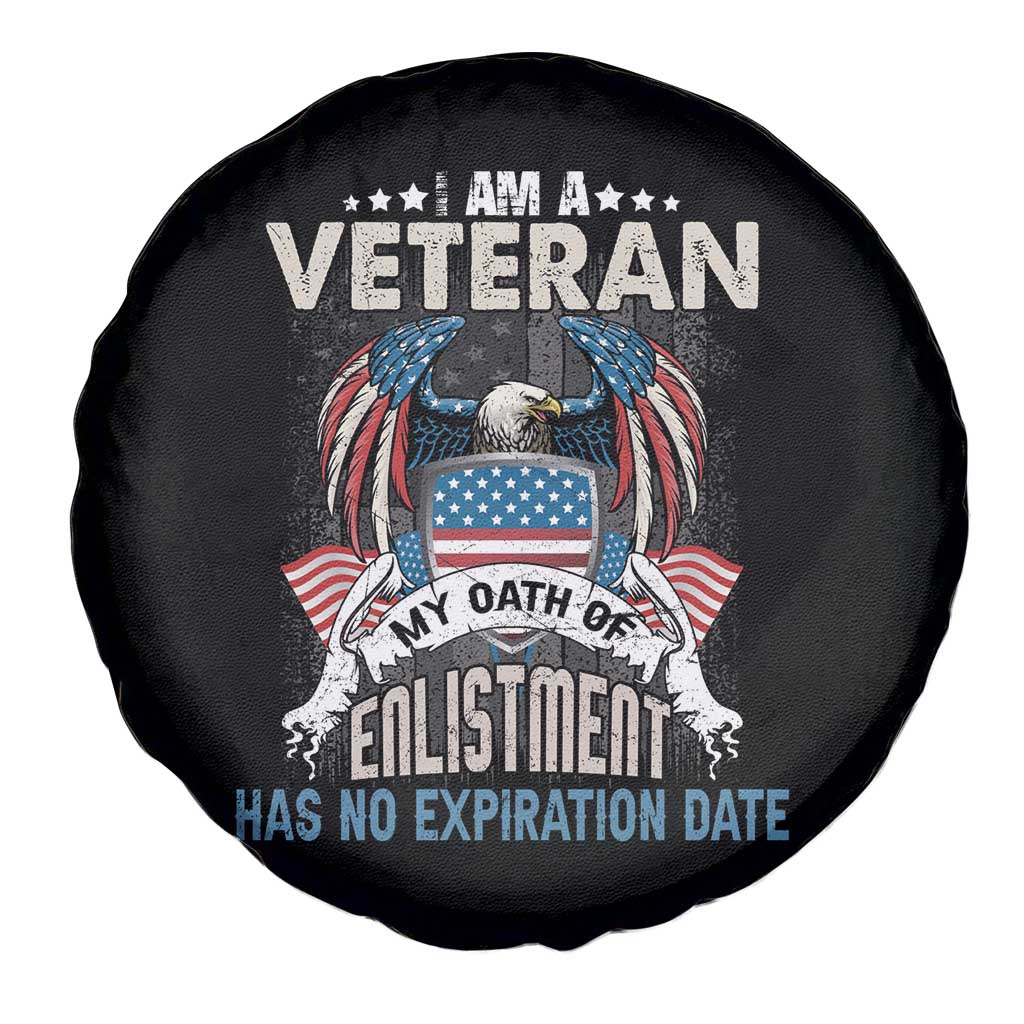 Veteran Spare Tire Cover My Oath Of Enlistment Has No Expiration Date American Bald Eagle US Flag