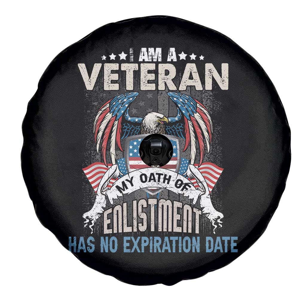 Veteran Spare Tire Cover My Oath Of Enlistment Has No Expiration Date American Bald Eagle US Flag