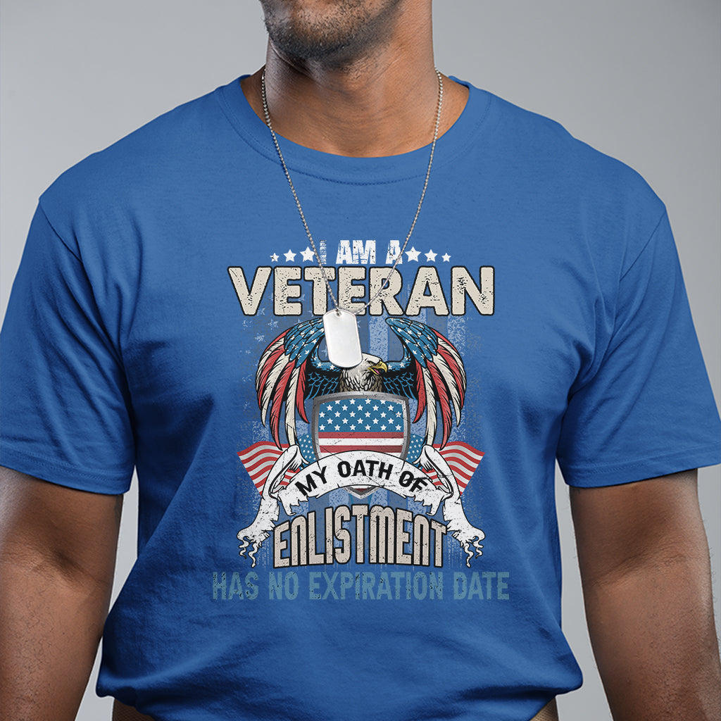 Veteran T Shirt My Oath Of Enlistment Has No Expiration Date American Bald Eagle US Flag - Wonder Print Shop