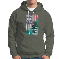 Veteran PTSD Hoodie Not All Pain Is Physical Not All Wounds Are Visible Teal American Flag - Wonder Print Shop