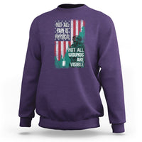 Veteran PTSD Sweatshirt Not All Pain Is Physical Not All Wounds Are Visible Teal American Flag - Wonder Print Shop