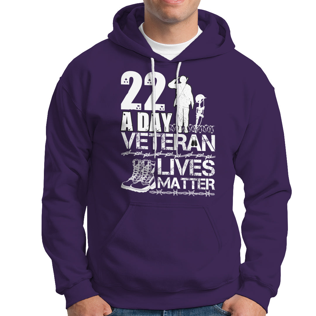Veteran PTSD Hoodie 22 Every Day Veteran Lives Matter Suicide Awareness - Wonder Print Shop