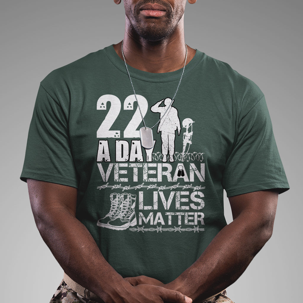 Veteran PTSD T Shirt 22 Every Day Veteran Lives Matter Suicide Awareness - Wonder Print Shop