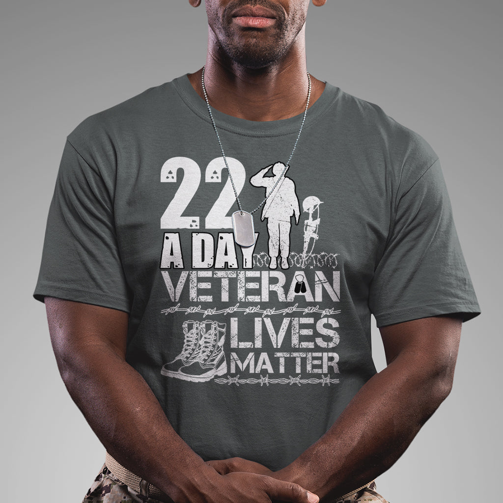 Veteran PTSD T Shirt 22 Every Day Veteran Lives Matter Suicide Awareness - Wonder Print Shop