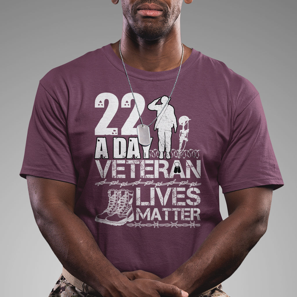 Veteran PTSD T Shirt 22 Every Day Veteran Lives Matter Suicide Awareness - Wonder Print Shop
