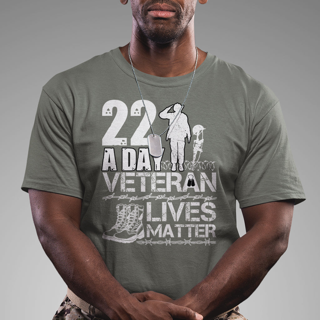 Veteran PTSD T Shirt 22 Every Day Veteran Lives Matter Suicide Awareness - Wonder Print Shop