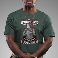 Veteran PTSD T Shirt All Warriors Leave War But War Never Leaves Them Skeleton Soldier - Wonder Print Shop