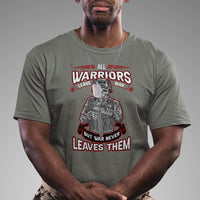 Veteran PTSD T Shirt All Warriors Leave War But War Never Leaves Them Skeleton Soldier - Wonder Print Shop