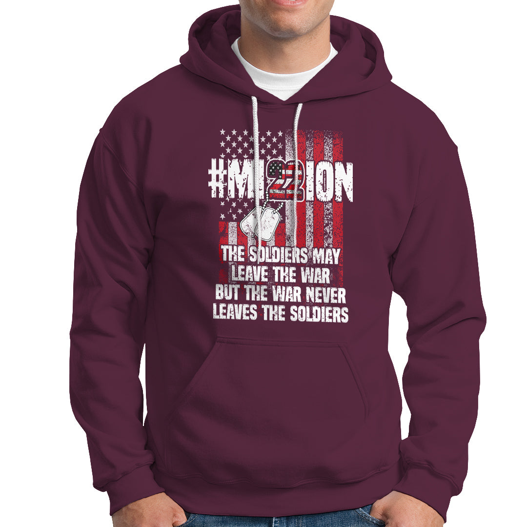 Veteran PTSD Hoodie Mission Save 22 Every Day American Flag Suicide Awareness - Wonder Print Shop