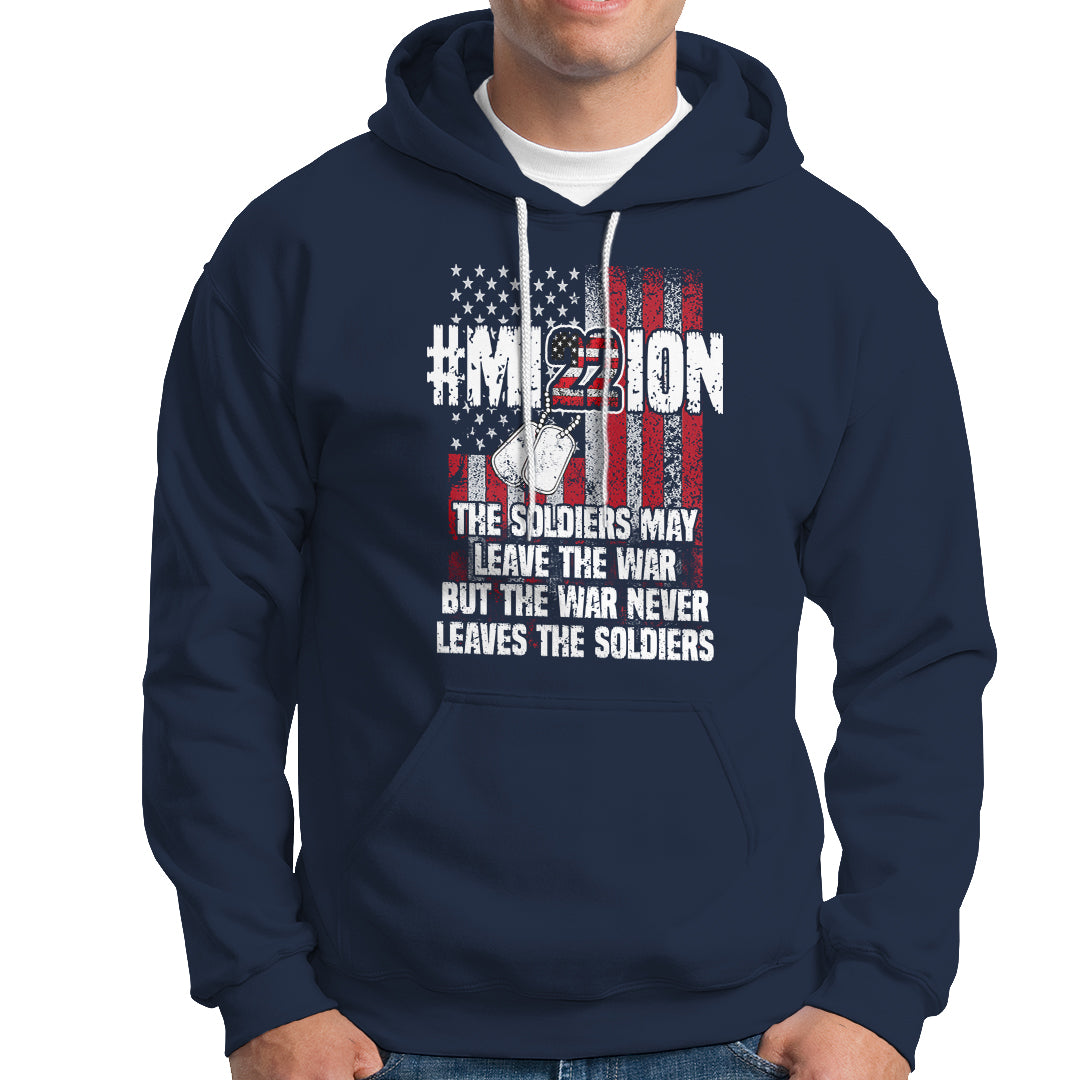 Veteran PTSD Hoodie Mission Save 22 Every Day American Flag Suicide Awareness - Wonder Print Shop