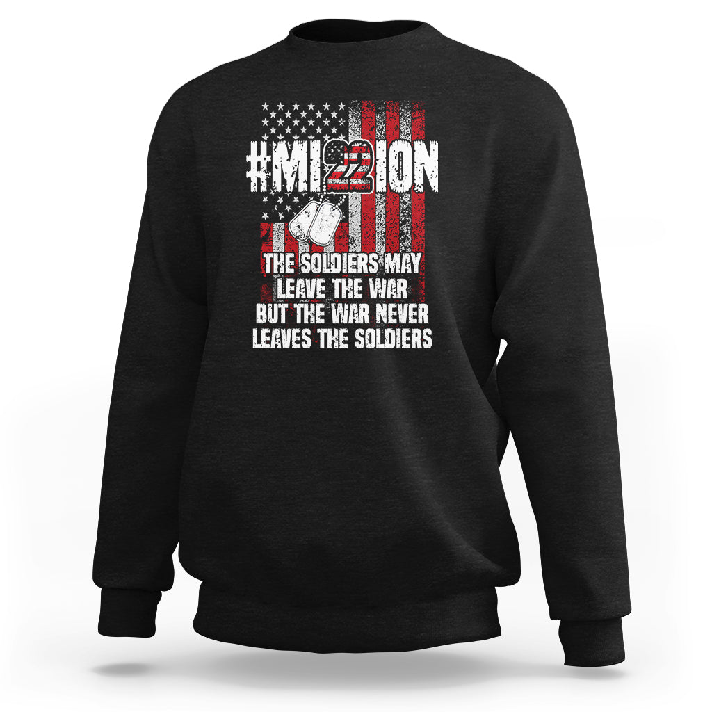 Veteran PTSD Sweatshirt Mission Save 22 Every Day American Flag Suicide Awareness - Wonder Print Shop