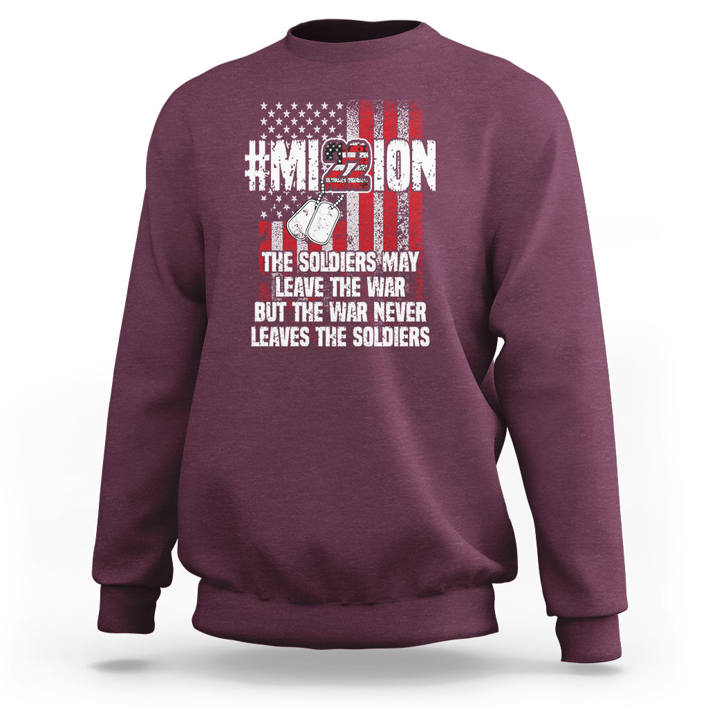 Veteran PTSD Sweatshirt Mission Save 22 Every Day American Flag Suicide Awareness - Wonder Print Shop