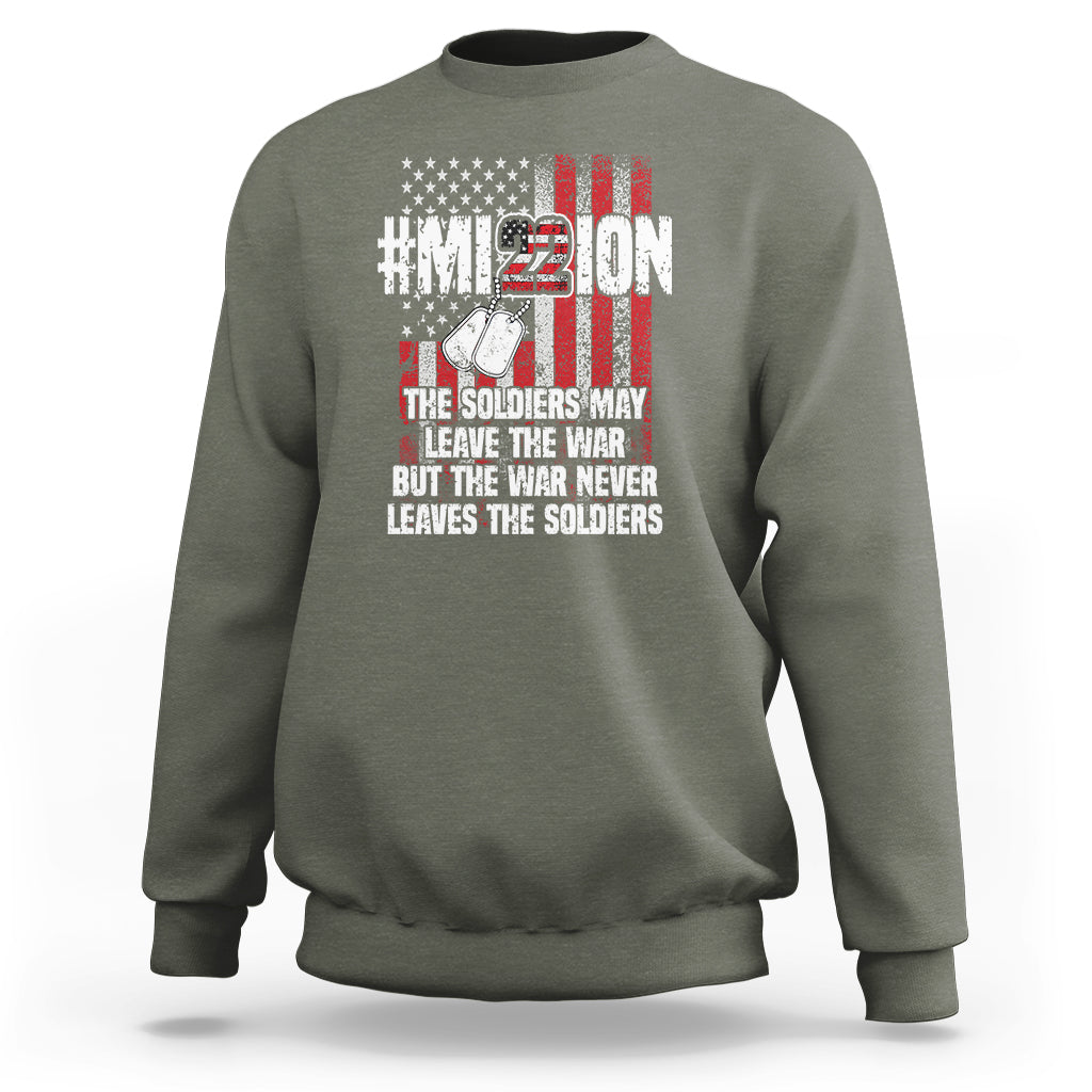 Veteran PTSD Sweatshirt Mission Save 22 Every Day American Flag Suicide Awareness - Wonder Print Shop