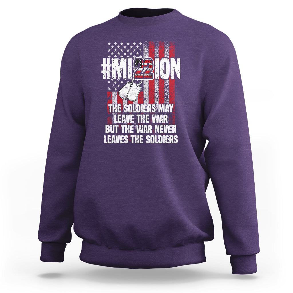 Veteran PTSD Sweatshirt Mission Save 22 Every Day American Flag Suicide Awareness - Wonder Print Shop