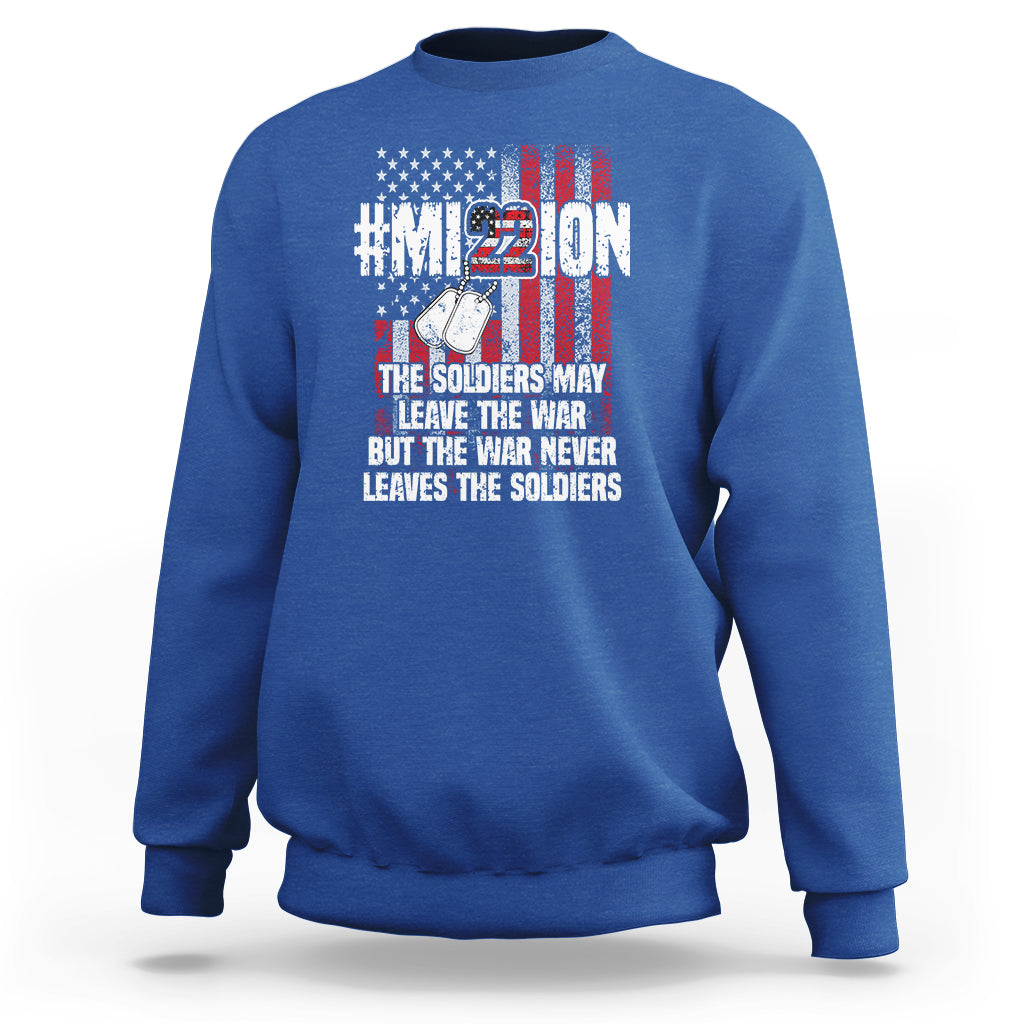 Veteran PTSD Sweatshirt Mission Save 22 Every Day American Flag Suicide Awareness - Wonder Print Shop