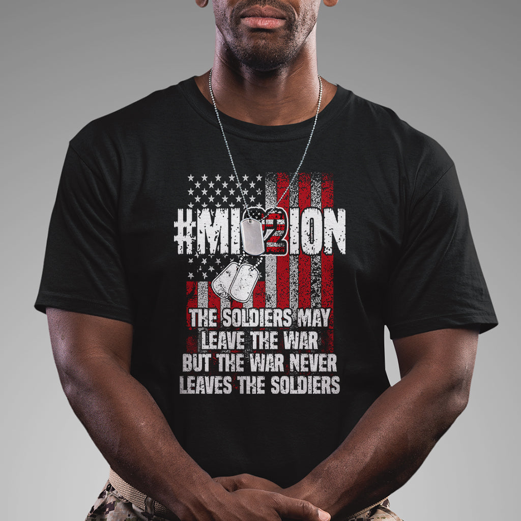 Veteran PTSD T Shirt Mission Save 22 Every Day American Flag Suicide Awareness - Wonder Print Shop