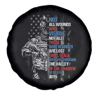Veteran PTSD Spare Tire Cover Not All Wounds Are Visible Not All Those Who Wander Are Lost American Flag Soldier
