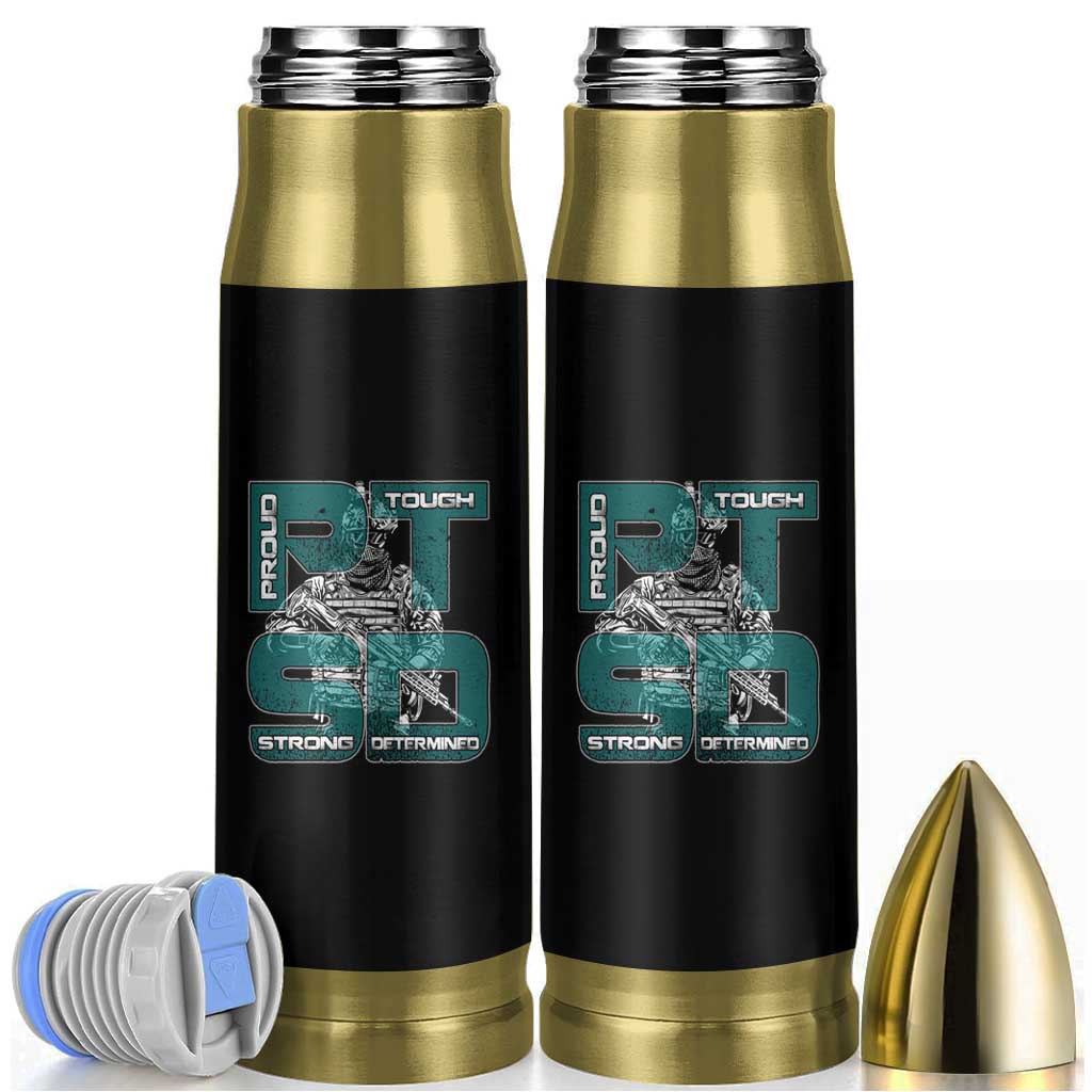 Veteran PTSD Bullet Tumbler Proud Tough Strong Determined Teal Ribbon