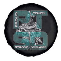 Veteran PTSD Spare Tire Cover Proud Tough Strong Determined Teal Ribbon