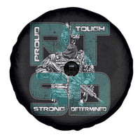 Veteran PTSD Spare Tire Cover Proud Tough Strong Determined Teal Ribbon