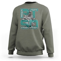 Veteran PTSD Sweatshirt Proud Tough Strong Determined Teal Ribbon - Wonder Print Shop