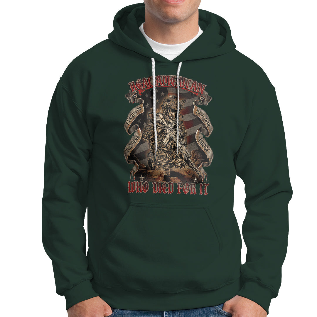 American Memorial Hoodie Real American Stand For The Flag Honor Who Died For It - Wonder Print Shop