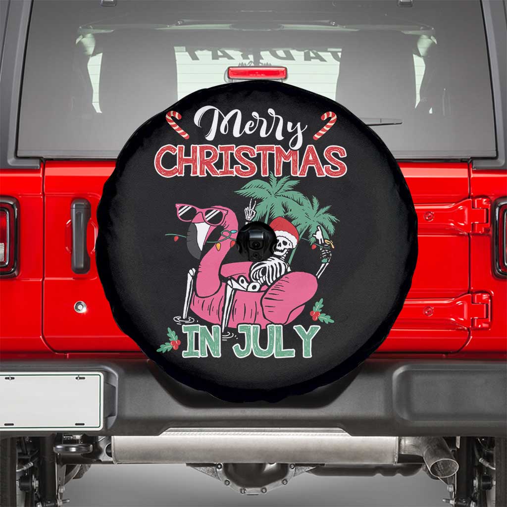 Skeleton Santa Spare Tire Cover Merry Christmas in July Summer Xmas Flamingo Float