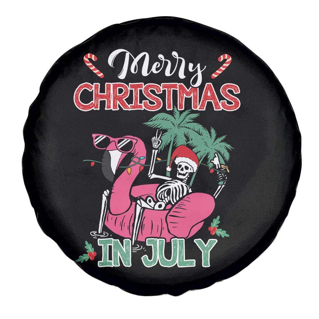 Skeleton Santa Spare Tire Cover Merry Christmas in July Summer Xmas Flamingo Float