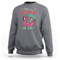 Skeleton Santa Sweatshirt Merry Christmas in July Summer Xmas Flamingo Float - Wonder Print Shop