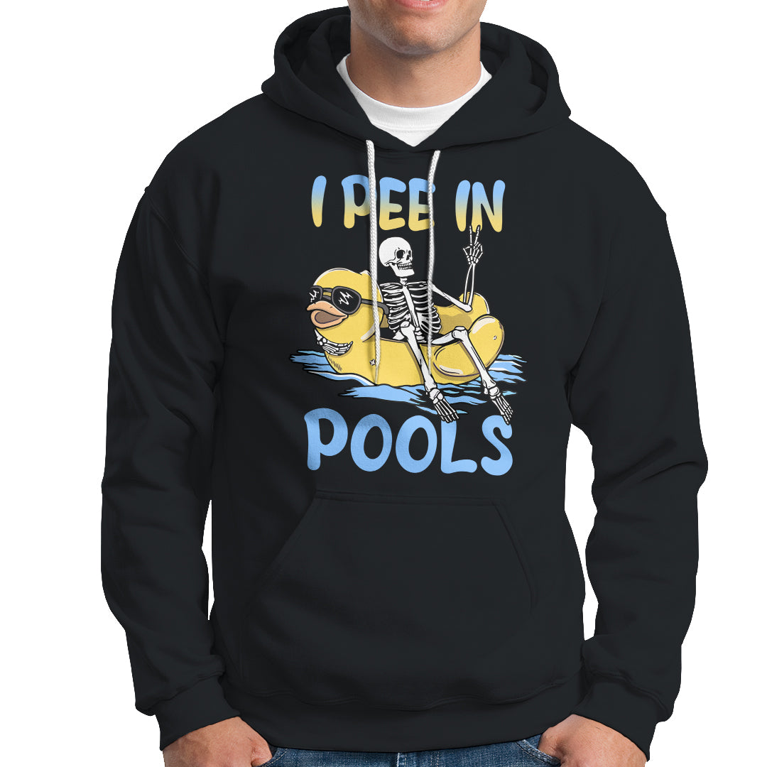 Swimming Skeleton Hoodie I Pee In Pools Funny Pool Lovers Sarcastic Sayings Summer - Wonder Print Shop