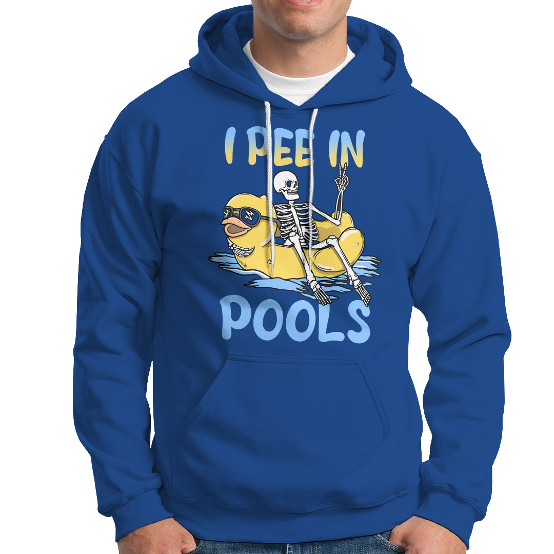 Swimming Skeleton Hoodie I Pee In Pools Funny Pool Lovers Sarcastic Sayings Summer - Wonder Print Shop