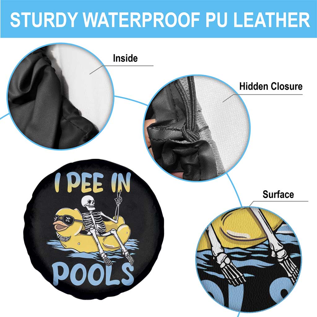 Swimming Skeleton Spare Tire Cover I Pee In Pools Funny Pool Lovers Sarcastic Sayings Summer