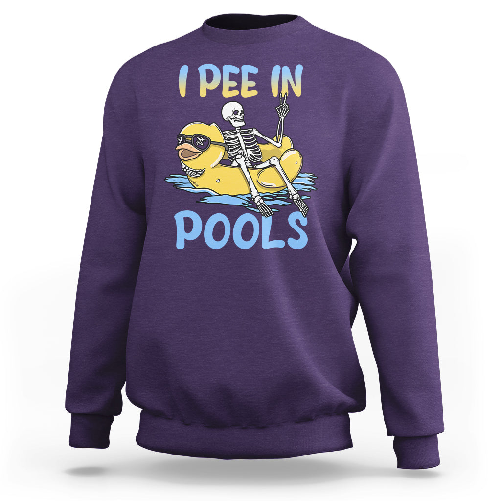 Swimming Skeleton Sweatshirt I Pee In Pools Funny Pool Lovers Sarcastic Sayings Summer - Wonder Print Shop