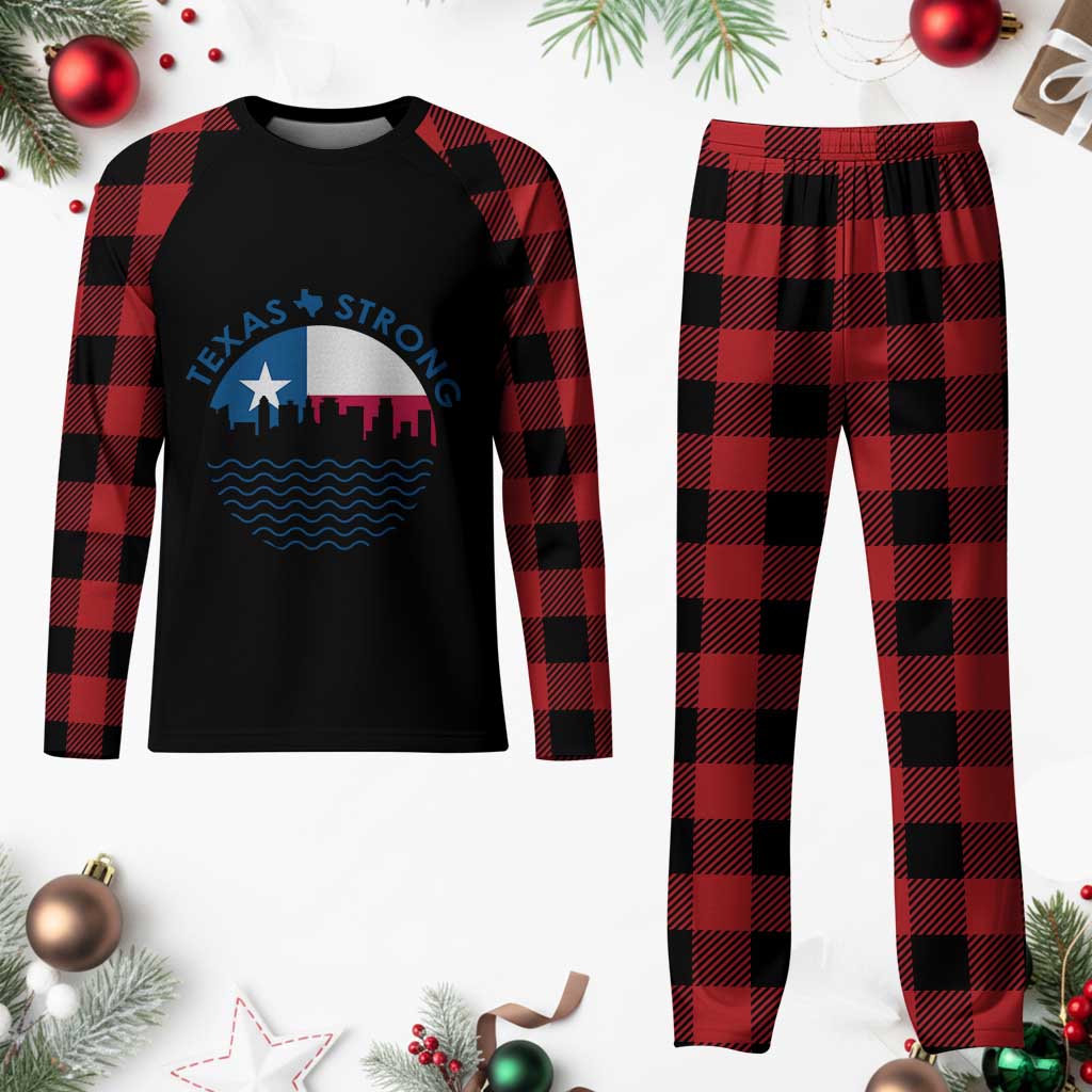 Strong Texas Plaid Pajama Set Retro Flag Resilient Texans Pride - Wonder Print Shop