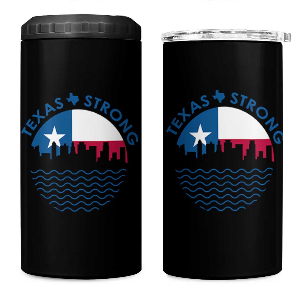 Strong Texas 4 in 1 Can Cooler Tumbler Retro Flag Resilient Texans Pride - Wonder Print Shop