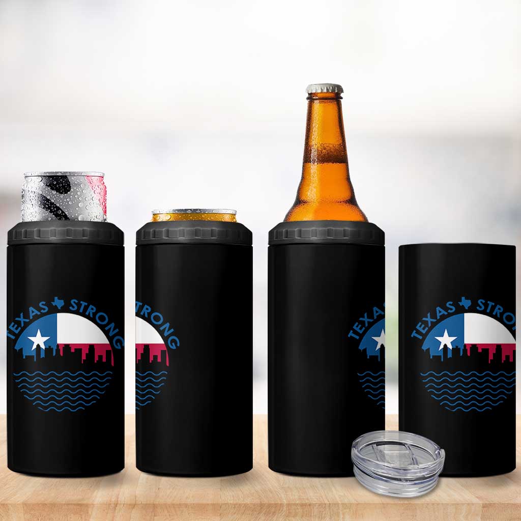 Strong Texas 4 in 1 Can Cooler Tumbler Retro Flag Resilient Texans Pride - Wonder Print Shop
