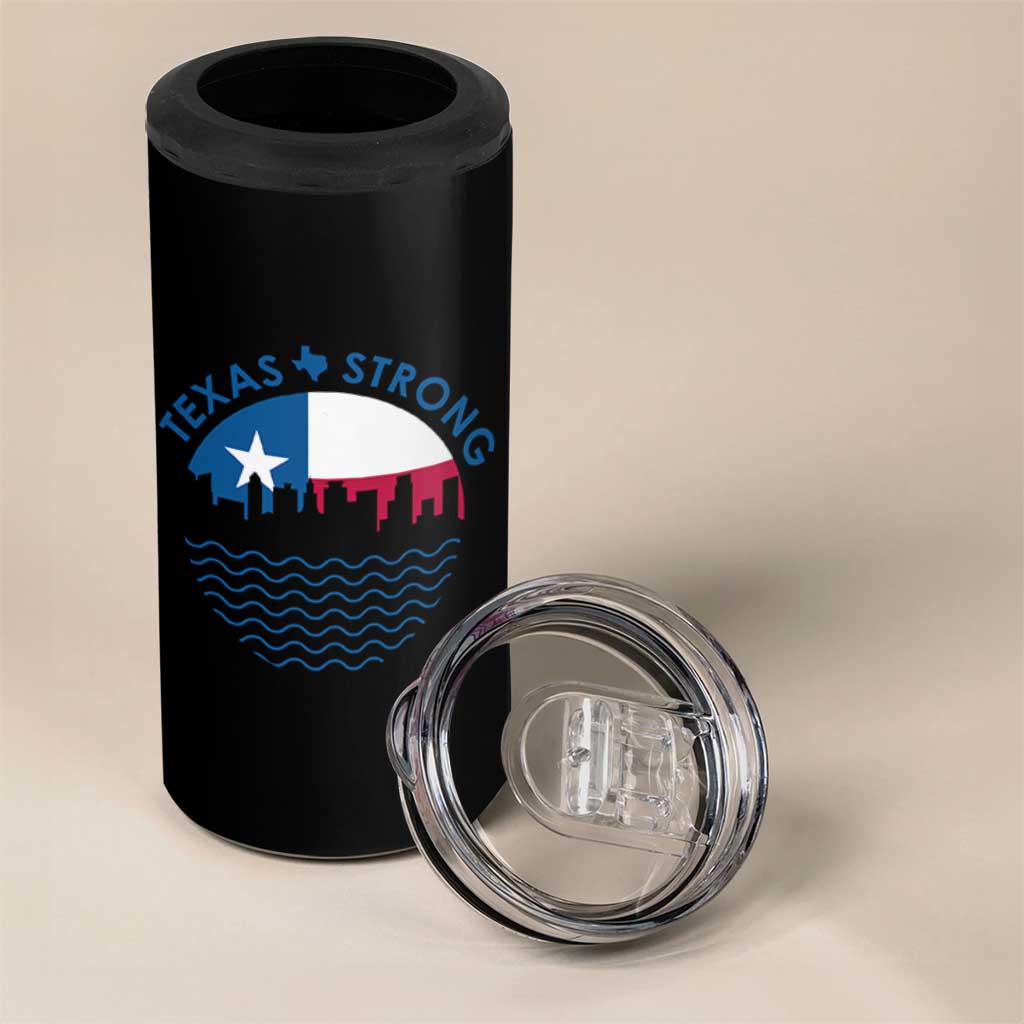 Strong Texas 4 in 1 Can Cooler Tumbler Retro Flag Resilient Texans Pride - Wonder Print Shop