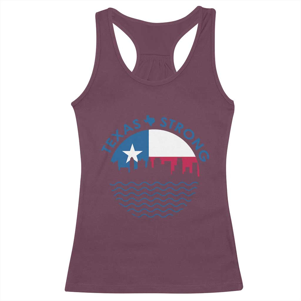 Strong Texas Racerback Tank Top Retro Flag Resilient Texans Pride - Wonder Print Shop