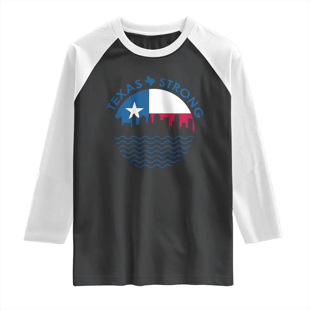 Strong Texas Raglan Shirt Retro Flag Resilient Texans Pride - Wonder Print Shop