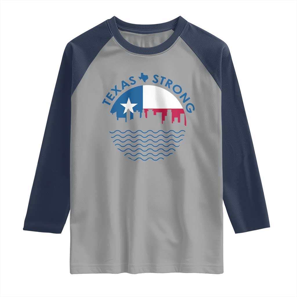 Strong Texas Raglan Shirt Retro Flag Resilient Texans Pride - Wonder Print Shop