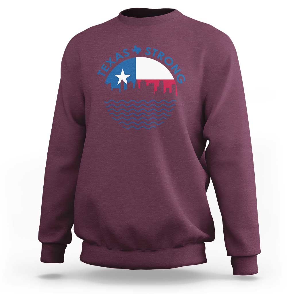 Strong Texas Sweatshirt Retro Flag Resilient Texans Pride - Wonder Print Shop