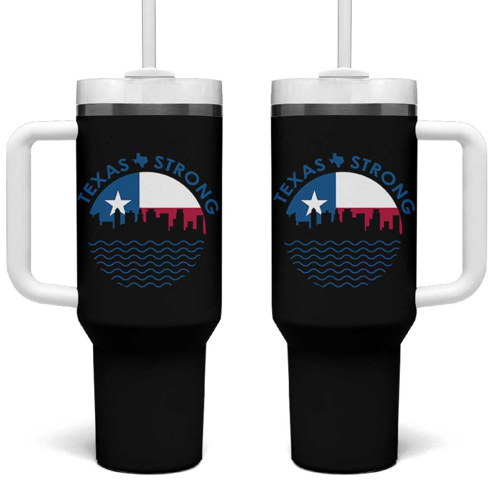 Strong Texas Tumbler With Handle Retro Flag Resilient Texans Pride - Wonder Print Shop