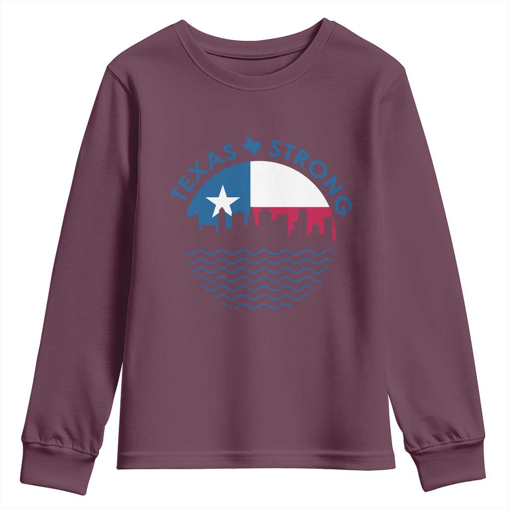 Strong Texas Youth Sweatshirt Retro Flag Resilient Texans Pride - Wonder Print Shop