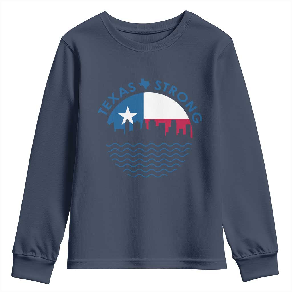 Strong Texas Youth Sweatshirt Retro Flag Resilient Texans Pride - Wonder Print Shop