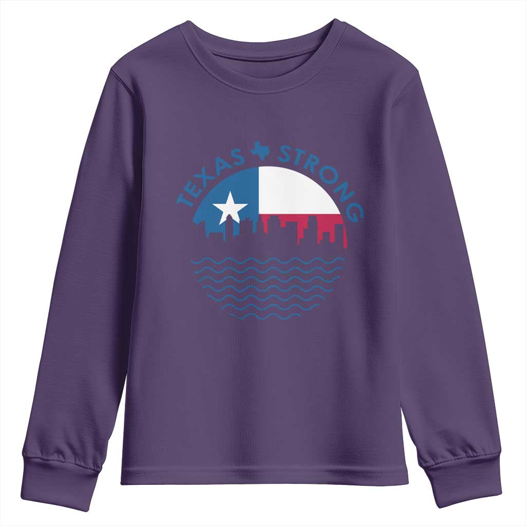 Strong Texas Youth Sweatshirt Retro Flag Resilient Texans Pride - Wonder Print Shop