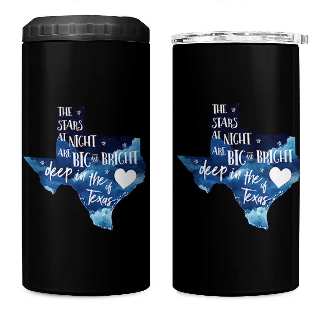 Texas Pride 4 in 1 Can Cooler Tumbler The Stars at Night Are Big and Bright - Wonder Print Shop