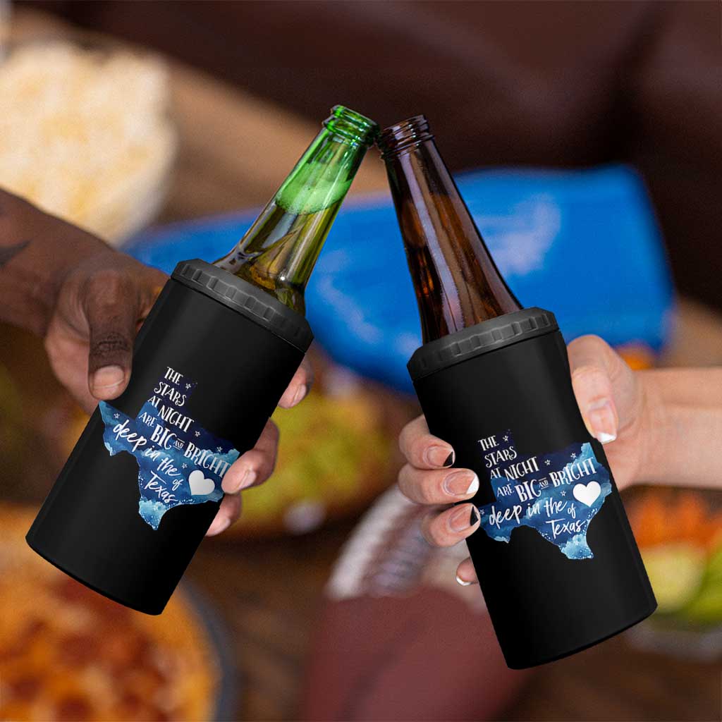 Texas Pride 4 in 1 Can Cooler Tumbler The Stars at Night Are Big and Bright - Wonder Print Shop