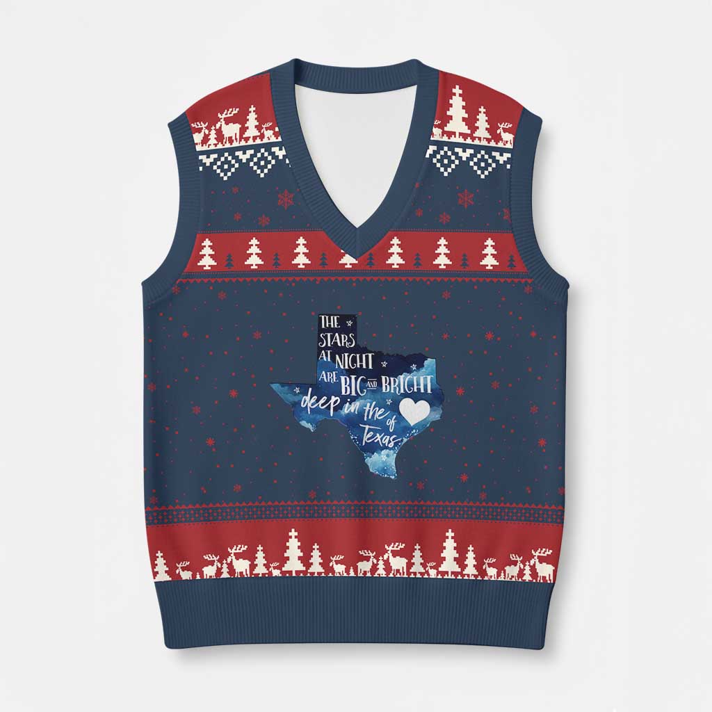 Texas Pride V-Neck Knit Sweater Vest The Stars at Night Are Big and Bright - Wonder Print Shop