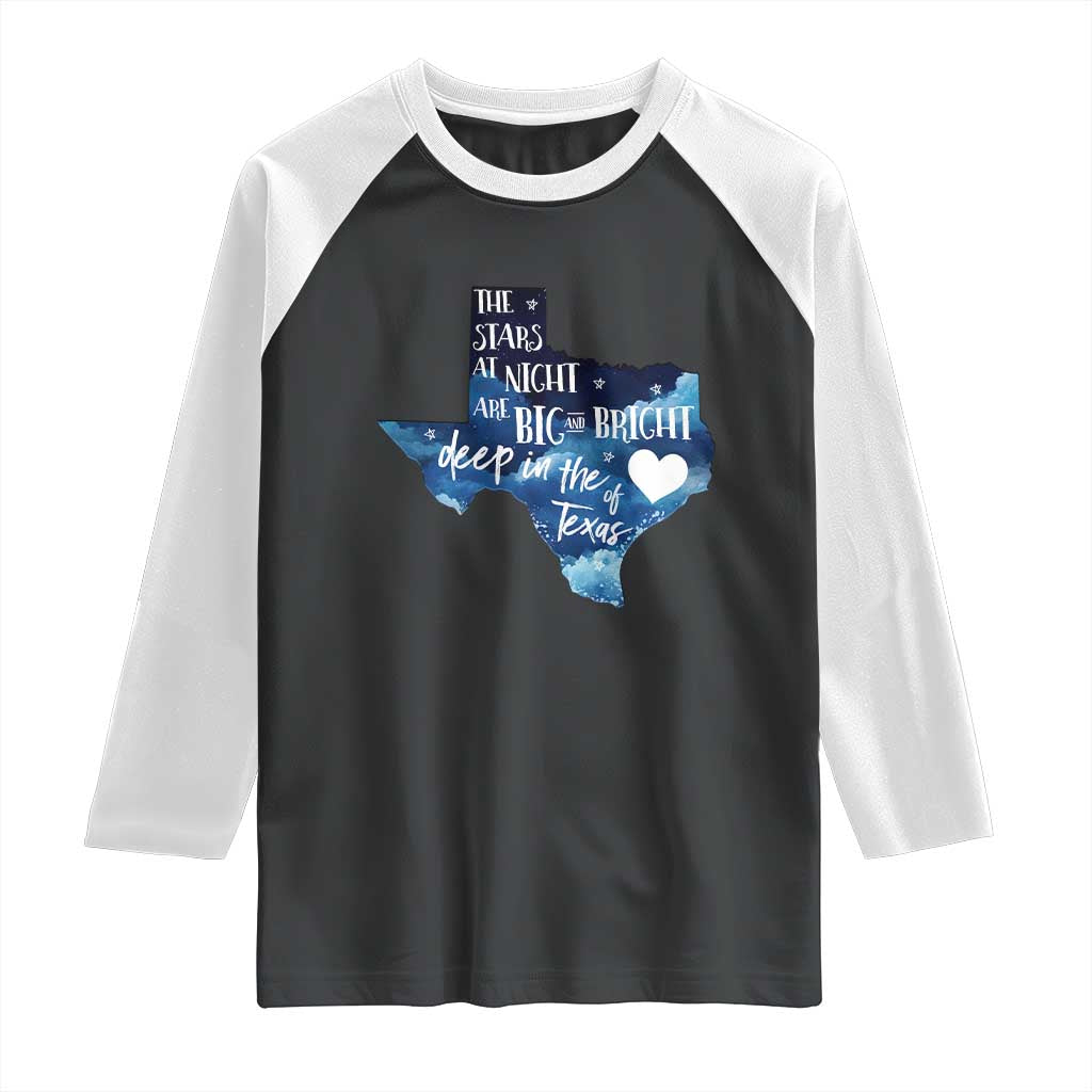 Texas Pride Raglan Shirt The Stars at Night Are Big and Bright - Wonder Print Shop